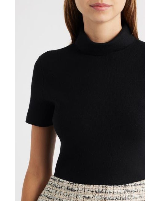 Theory Black Short Sleeve Combo Tweed Dress