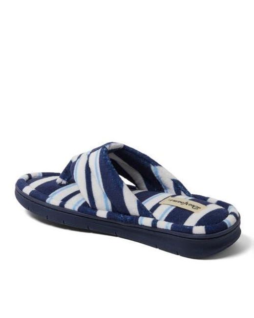 Dearfoams Blue Wrenley Terry Thong Flip Flop Slipper