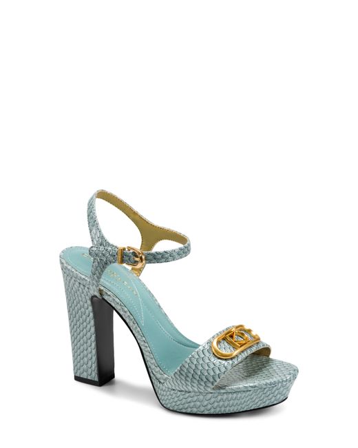 Donna Karan Blue Shepard Ankle Strap Platform Sandal