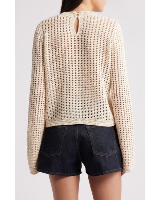 FRAME Blue Open Stitch Bell Sleeve Sweater