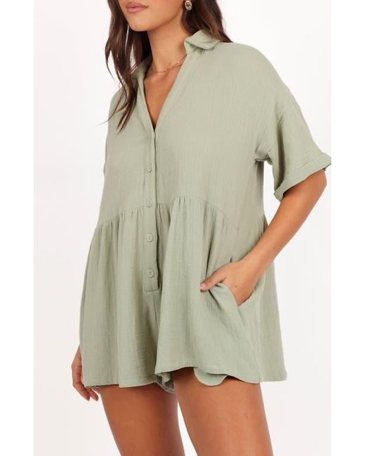 Petal & Pup Green Winny Crinkle Cotton Romper