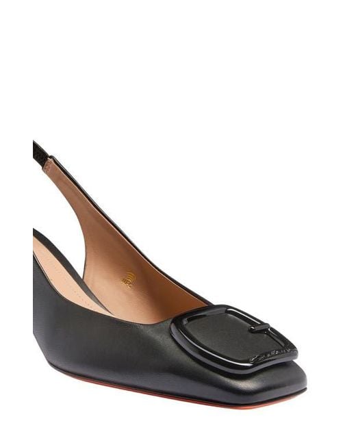 Santoni Metallic Mid-Heel Slingback