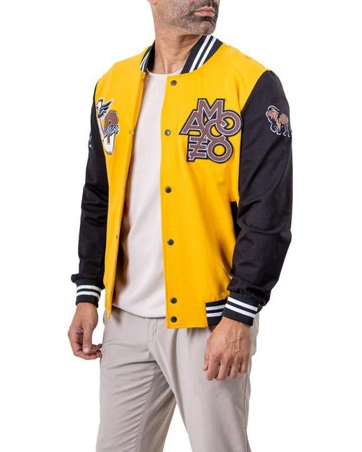 Maceoo Yellow Varsity222 Bomber Jacket for men