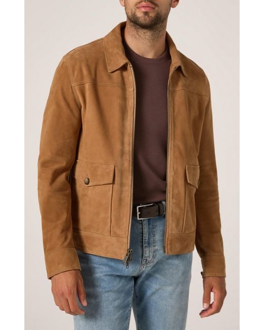 7 Diamonds Brown Suede Flight Jacket for men