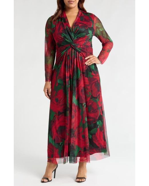 fitted lace wedding dress Baltic Born Womens Katinka Wrap Maxi Dress | Burgundy Multi Floral