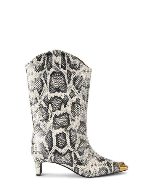 Kurt Geiger White Regent Snakeskin Print Boot