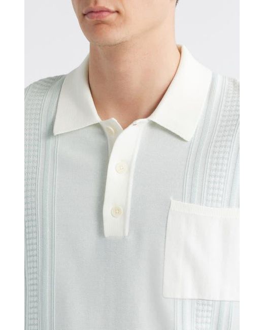 Wax London White Turin Stripe Cotton Pocket Polo Sweater for men