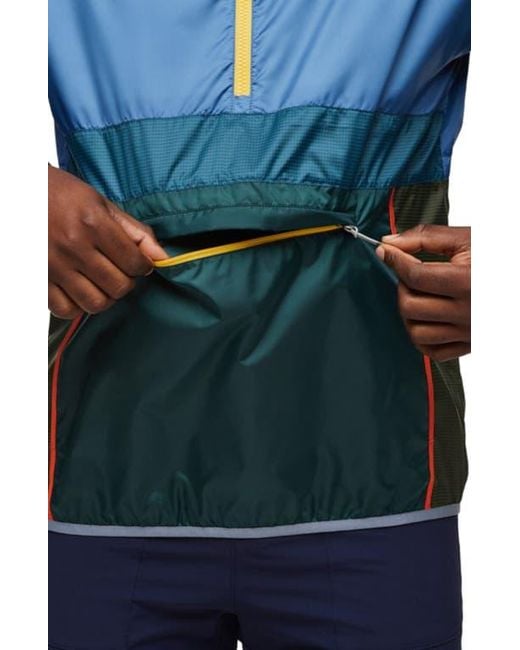 COTOPAXI Blue Teca Half-Zip Windbreaker for men
