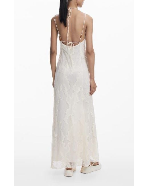 Desigual White Devoré Lace Maxi Dress