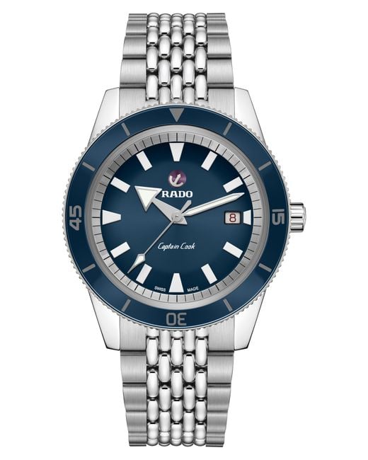 Rado Gray Captain Cook Automatic Bracelet Watch, 42Mm for men