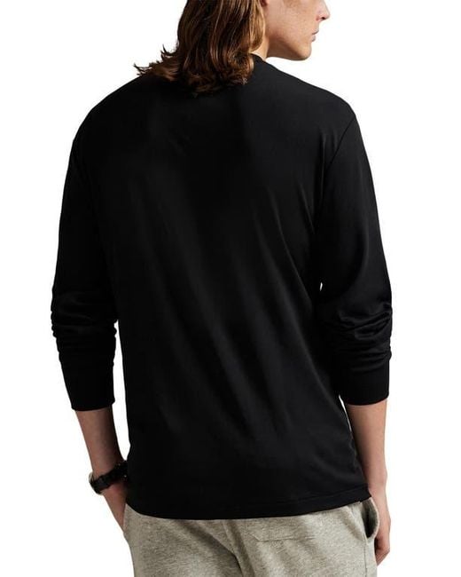 Polo Ralph Lauren Black Classic Fit Long Sleeve Cotton T-Shirt for men