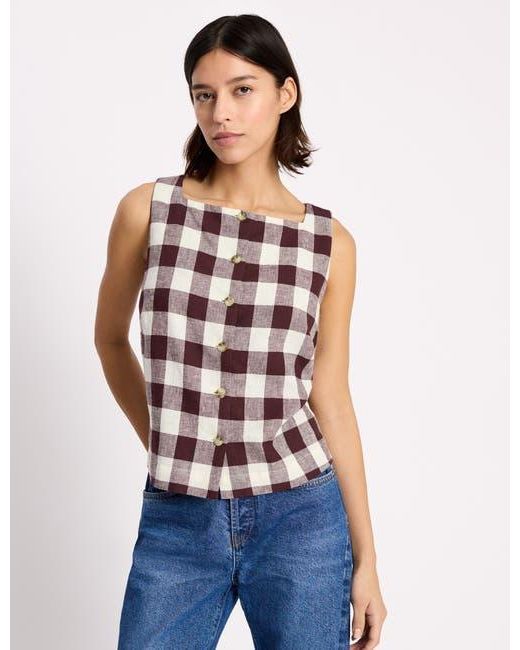 Albaray Blue Gingham Button Top