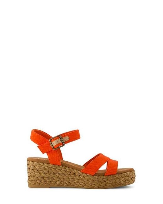 TOMS Orange Audrey Ankle Strap Espadrille Platform Wedge Sandal