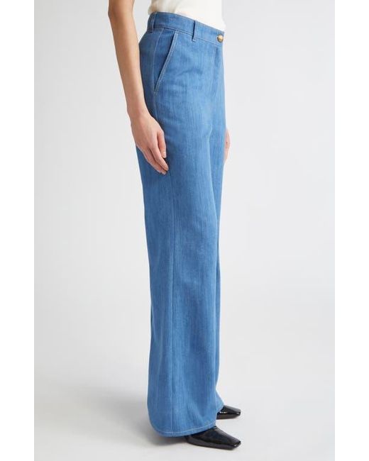 Akris Punto Blue Celia High Waist Wide Leg Jeans