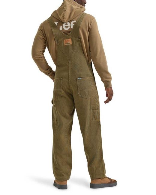 Lee Jeans Green Railroad Stripe Workwear Bib Overalls for men