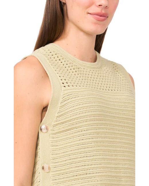 Halogen® Multicolor Open Stitch Sleeveless Cotton Side Button Sweater