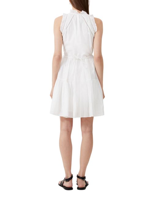 French Connection White Emily Lace Trim Tiered Dress