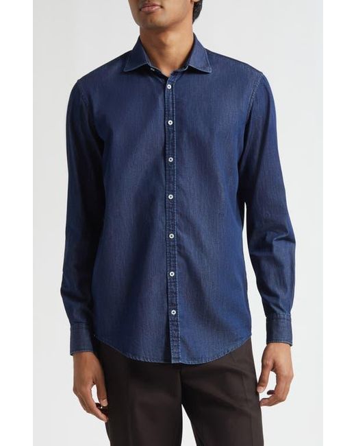 Massimo Alba Blue Canary Classic Fit Cotton Denim Button-Up Shirt for men