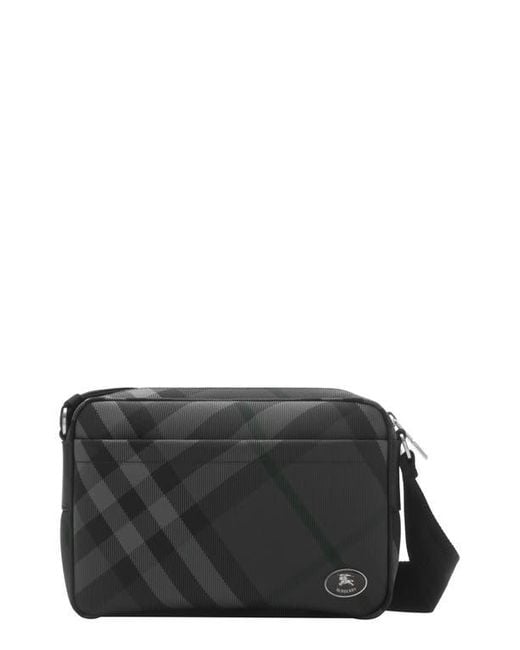 Burberry Black Grid Check Woven Crossbody Bag for men
