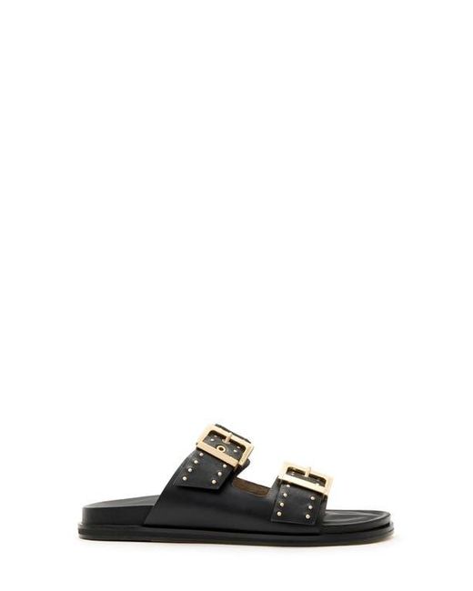 AllSaints Black Magda Two-Strap Stud Sandal