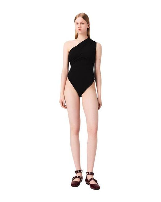 Maje Black Asymmetric Bodysuit