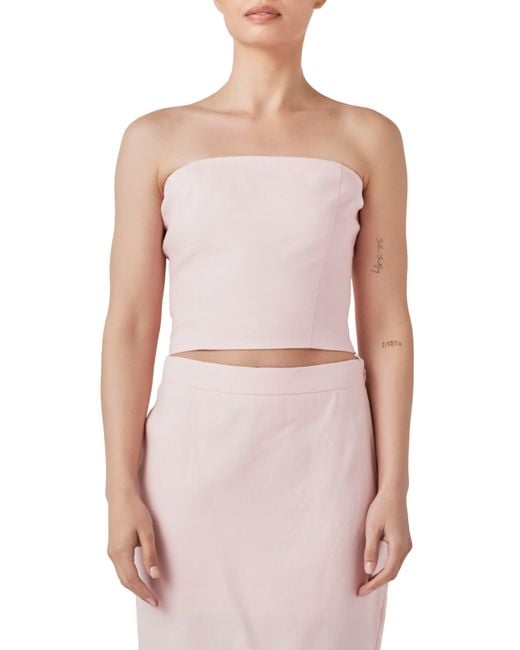 Endless Rose Pink Strapless Linen Top