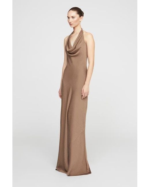 Halston Heritage Natural Sid Satin Gown
