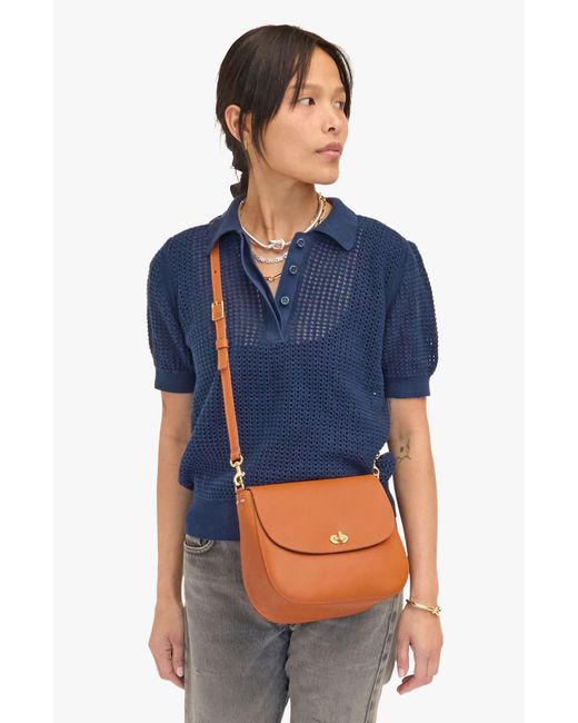 Clare V. Orange Louis Leather Crossbody Bag