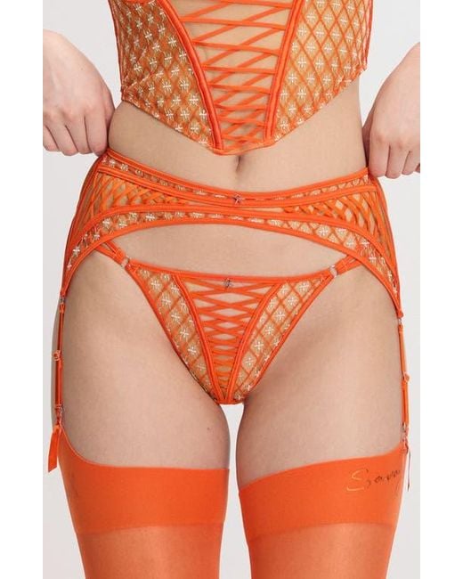 Savage x Fenty Lil' Tied Up Garter Belt in Orange | Lyst