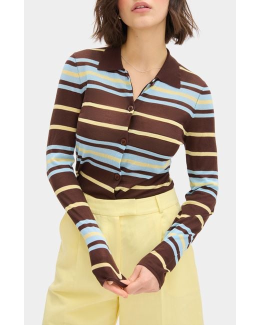 ALIGNE Gray Sue Ellen Stripe Button-Up Top