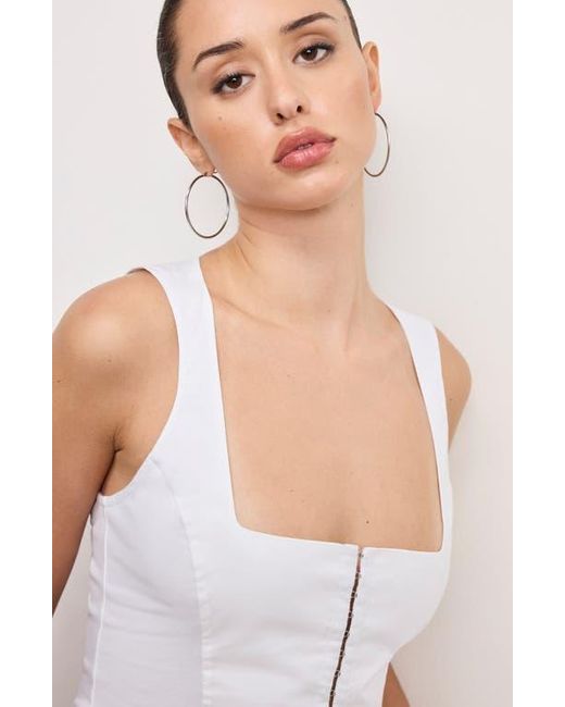 GOOD AMERICAN White Dolly Cotton Poplin Bustier