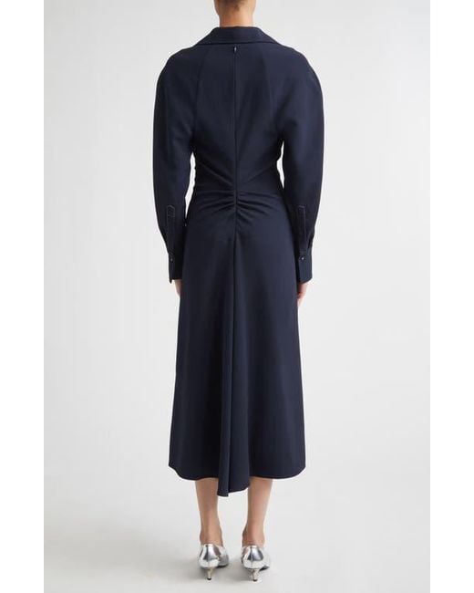 Victoria Beckham Blue Long Sleeve Polo Midi Dress