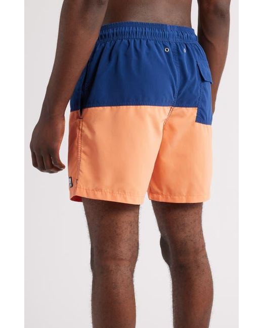 Tom & Teddy Blue Colorblock Swim Trunks for men