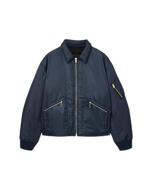 AllSaints Blue Fallon Nylon Bomber Jacket for men