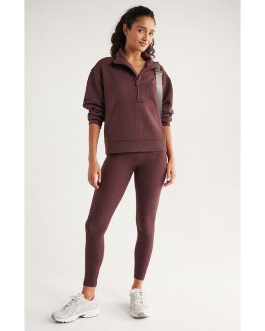 Zella Brown Textured Half Zip Pullover