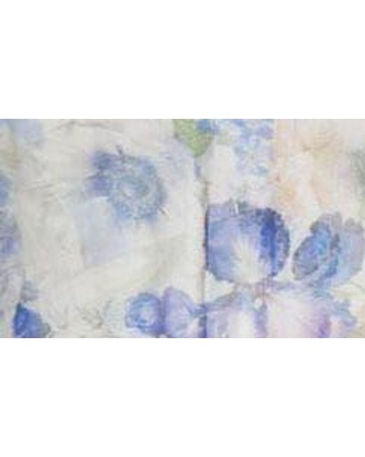 Zimmermann Blue Natura Floral Paisley Belted Long Sleeve Midi Dress