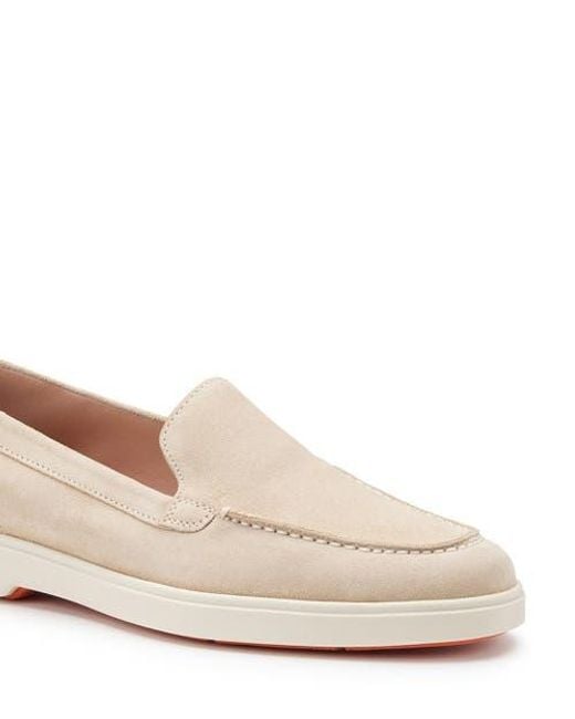 Santoni White Suede Loafer