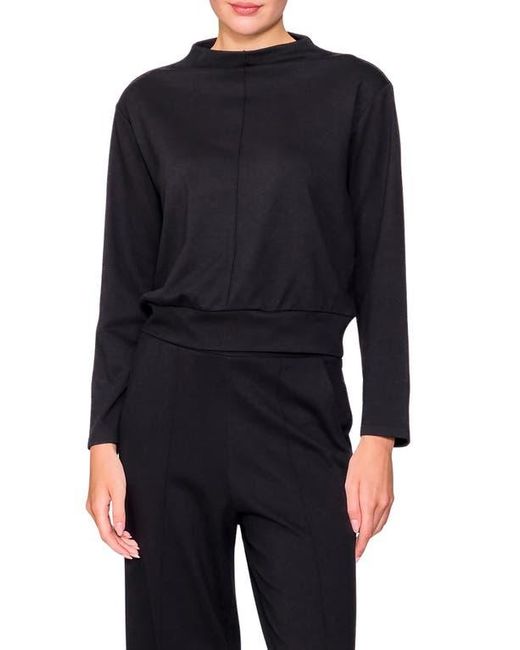MELLODAY Black Funnel Neck Pullover