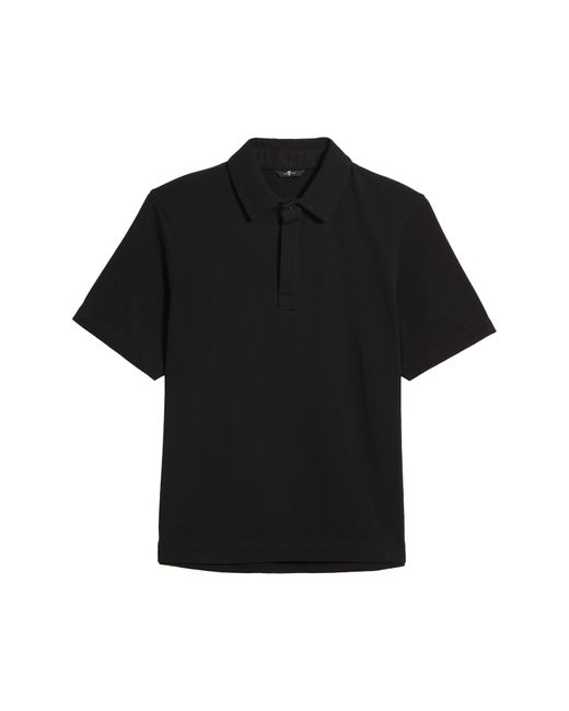 7 For All Mankind Black Piqué Knit Polo for men