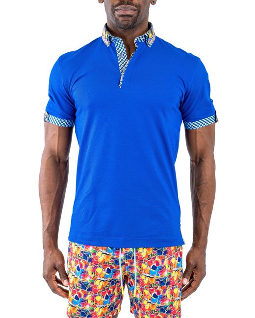 Maceoo Blue Ink Cotton Button-down Polo At Nordstrom for men