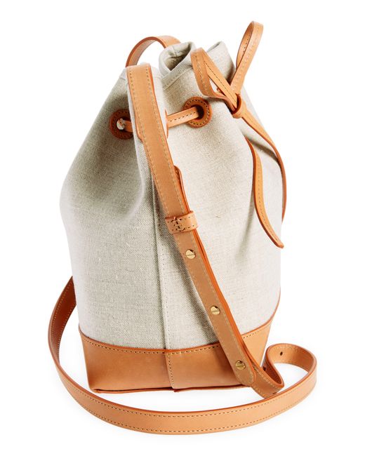 Mansur Gavriel Natural Mini Canvas & Leather Bucket Bag