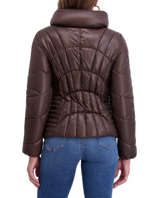 Kensie Brown Hooded Puffer Jacket