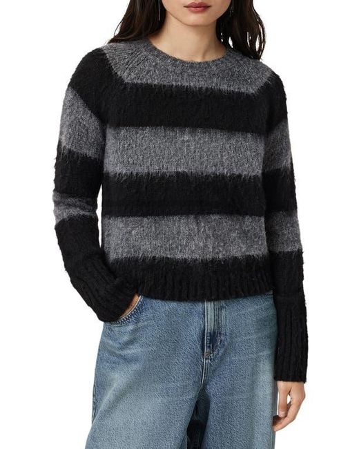 AllSaints Black Lou Spark Brushed Stripe Sweater