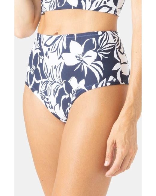 Roxy Blue Oceanside High Waist Bikini Bottoms