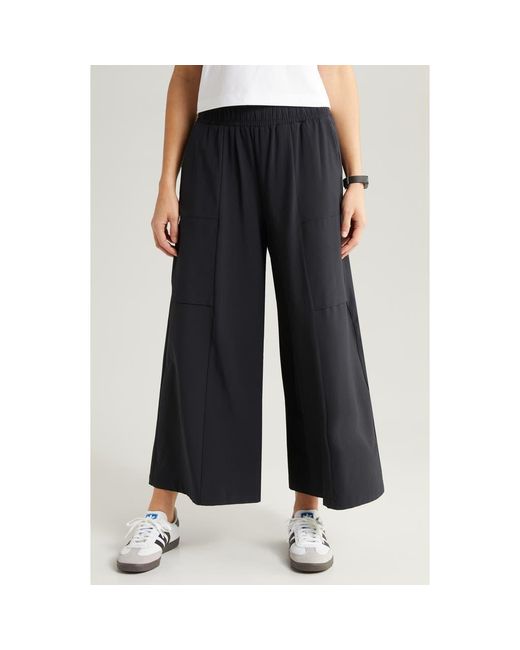 Zella Zella In Flight Flowy Crop Wide Leg Pants In Black At Nordstrom, Size Xx-Large
