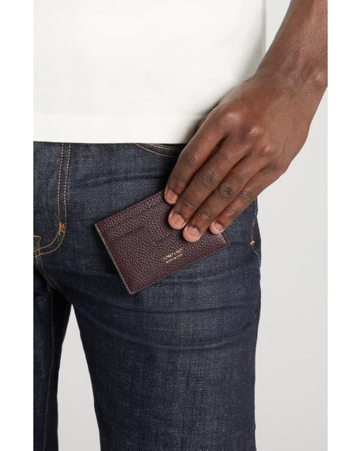 Tom Ford Brown T-Line Soft Grain Leather Card Holder for men