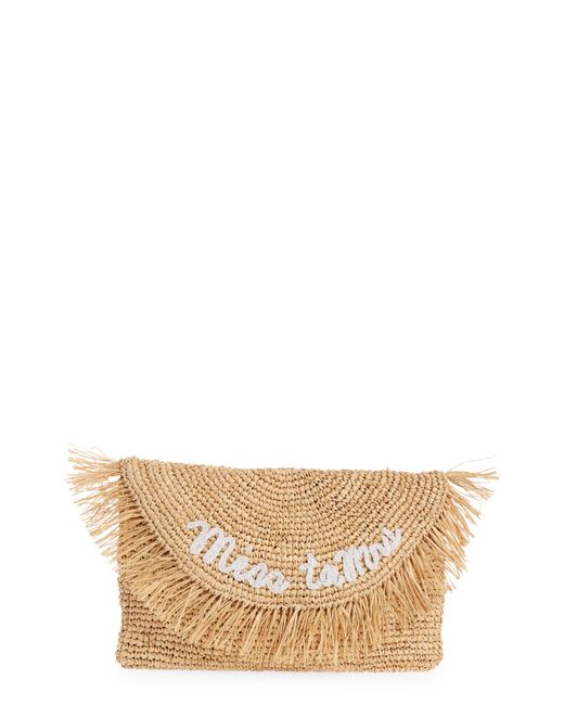BTB Los Angeles Natural Miss To Mrs. Oversize Straw Clutch