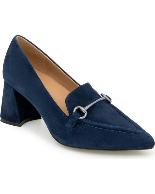 Gentle Souls Blue Dionne Pointed Toe Bit Loafer Pump
