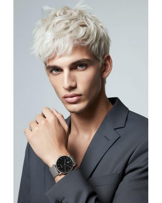 NCMPRBL Black Advance Night Cap Mesh Strap Watch, 40Mm