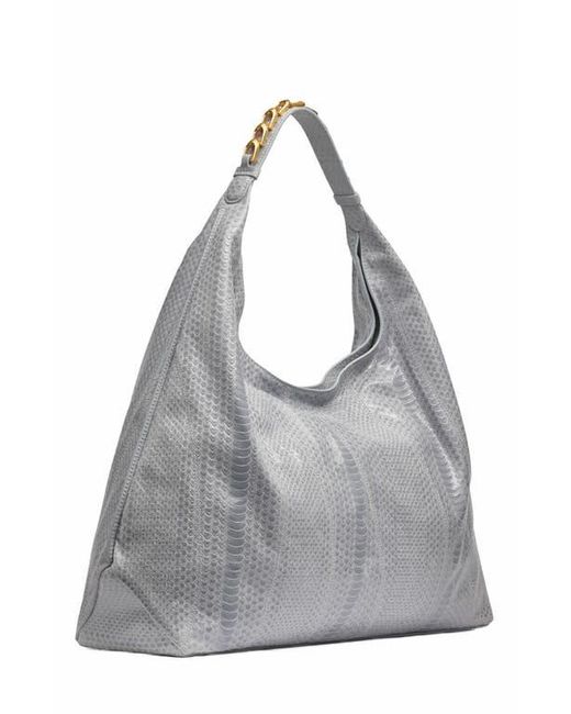 Donna Karan Gray Bellmore Large Skipper Snake Hobo Bag